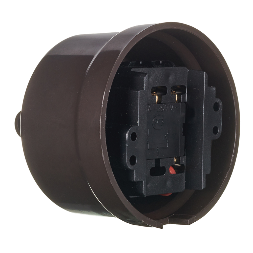 Bironi Lizetta surface-mount double rocker switch, brown, retro (B1-202-22)
