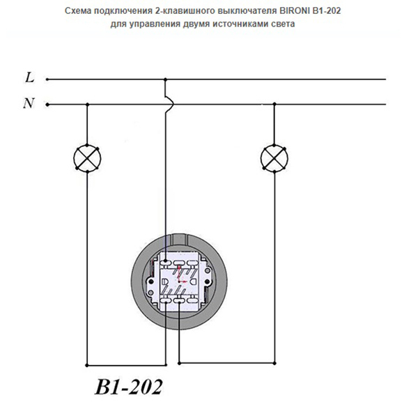 Bironi Lizetta surface-mount double rocker switch, brown, retro (B1-202-22)