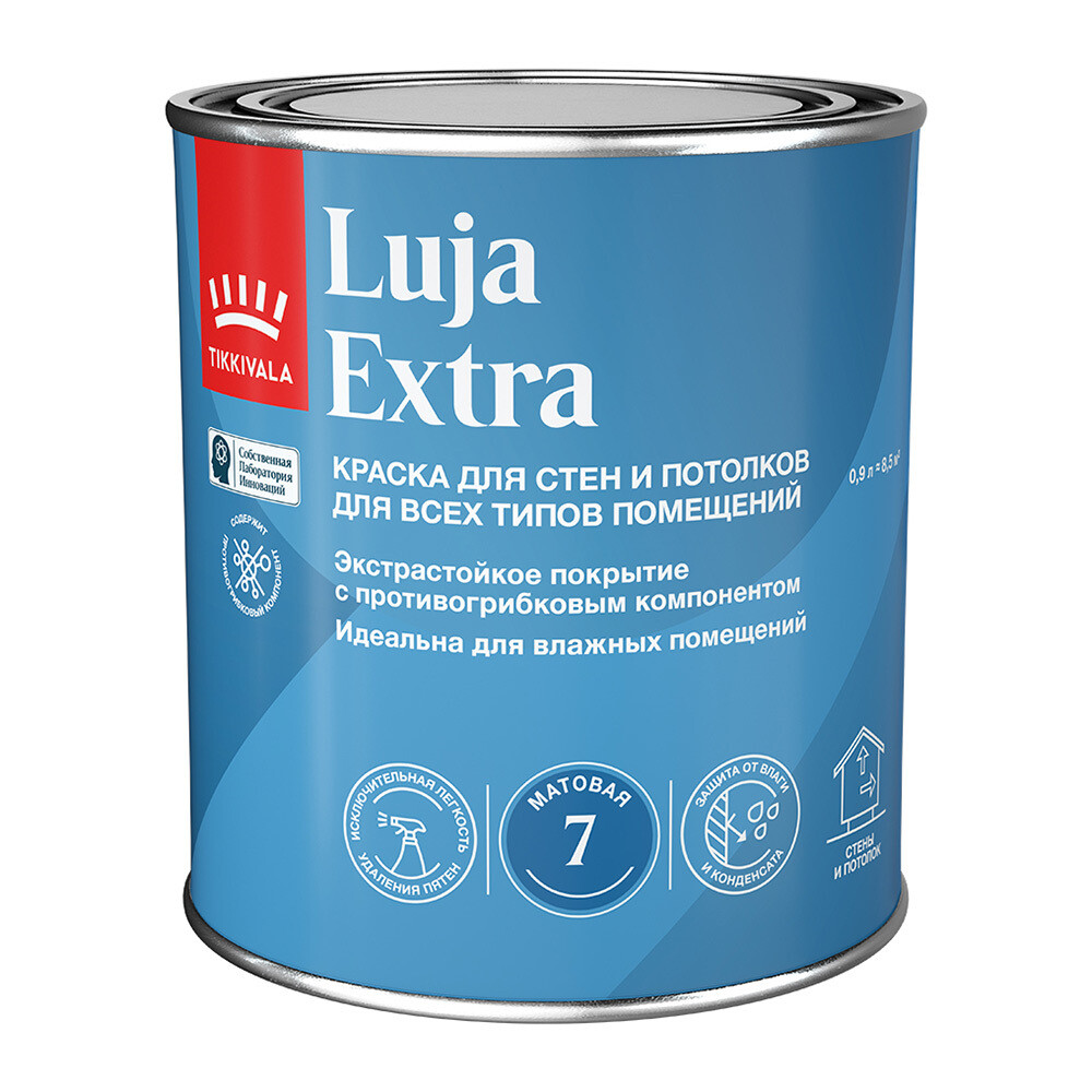 Washable paint Tikkurila/Tikkivala Luja Extra matte base A white 0.9 L