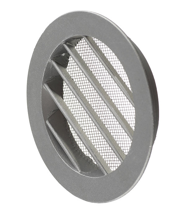 External aluminum ventilation grille Era d100 mm with flange d125 mm, uncoated