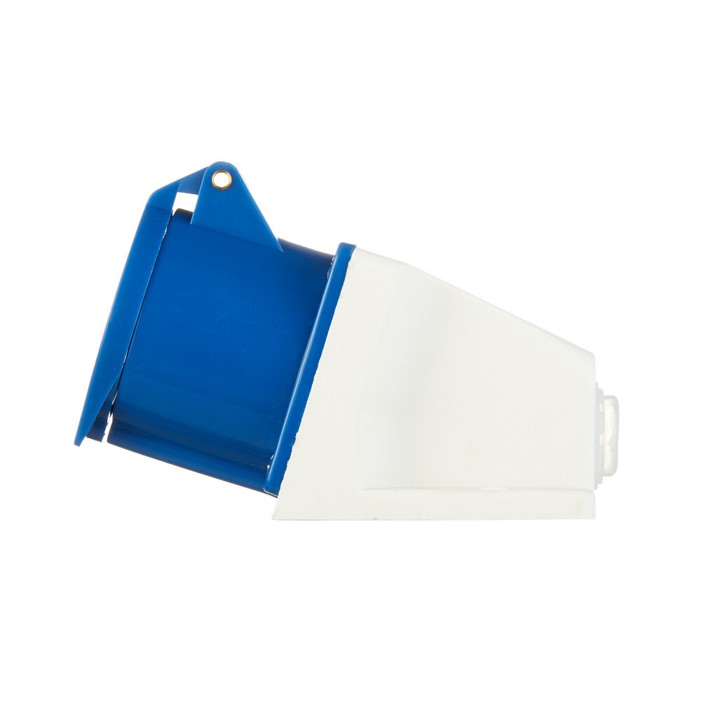 KEAZ angled wall power socket with grounding 2P+PE 32 A 220 V IP44 blue (222747)