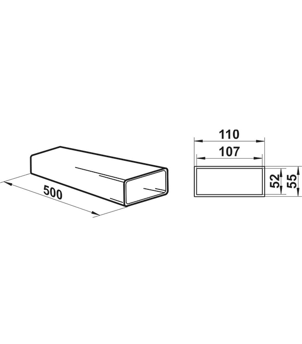 扁平塑料风管 55x110毫米 0.5米