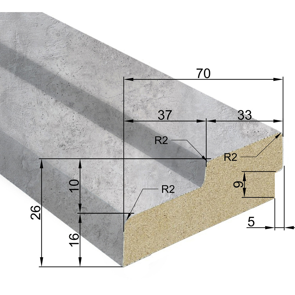 Стойка коробки Соло 70х26х2060 мм финишпленка бетон (1 шт.)