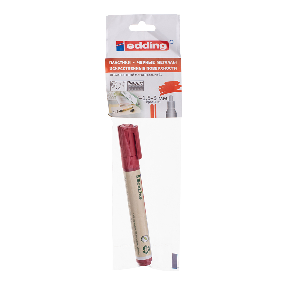 Permanent marker Edding EcoLine 21 red tip 1.5-3 mm