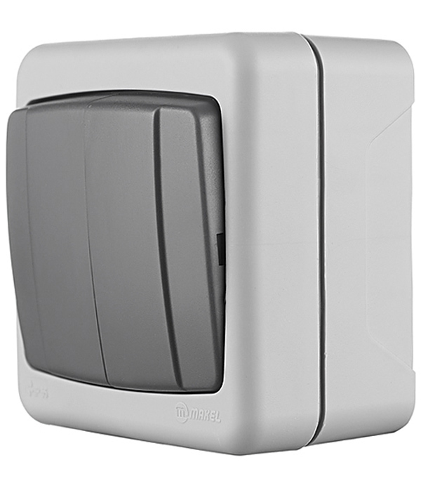 Выключатель Makel двухклавишный накладной серый (36064003)