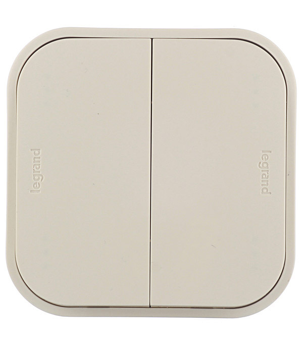 Legrand Quteo 双键明装象牙色开关 (782232)