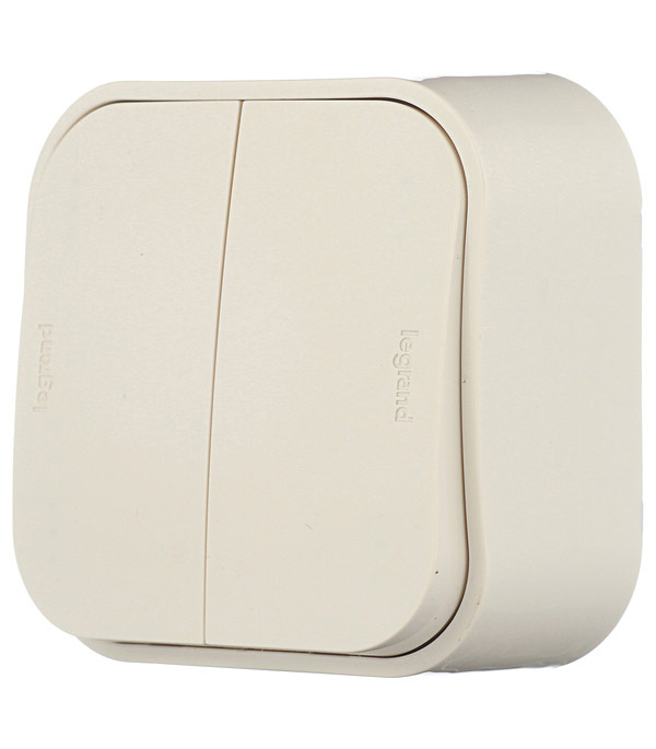 Legrand Quteo two-button surface-mount ivory switch (782232)