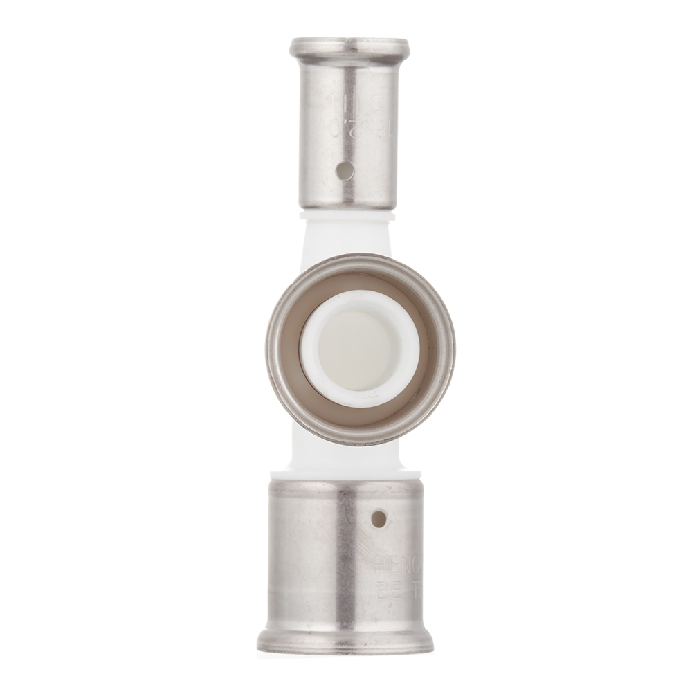 Тройник Henco (11PKW-262616) 26(пресс) х 26(пресс) х 16(пресс) PVDF белый