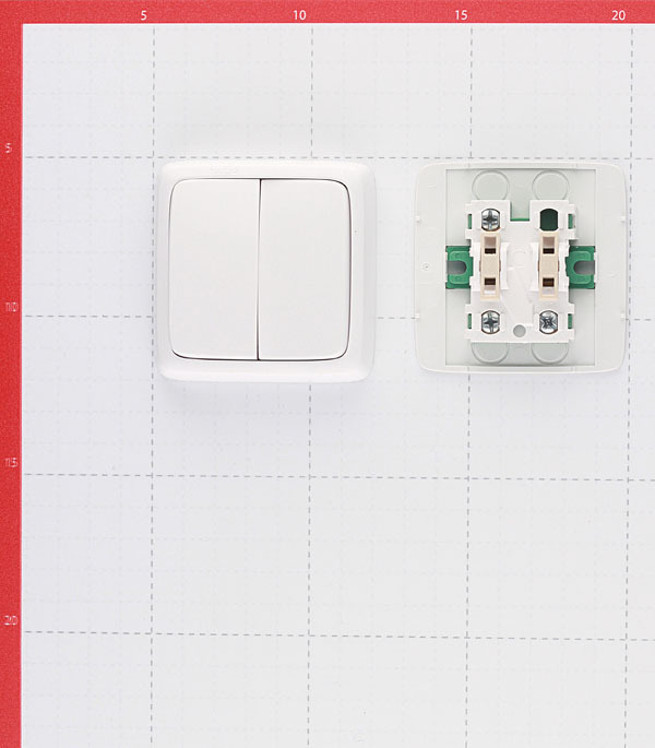 Выключатель Hegel Alfa двухклавишный накладной белый (ВА10-153)