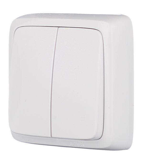 Выключатель Hegel Alfa двухклавишный накладной белый (ВА10-153)