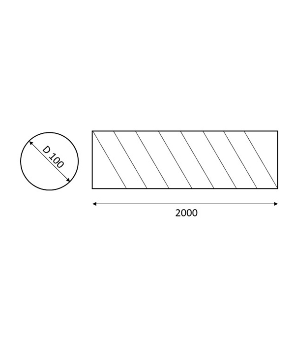 Round galvanized duct d100 mm 2 m