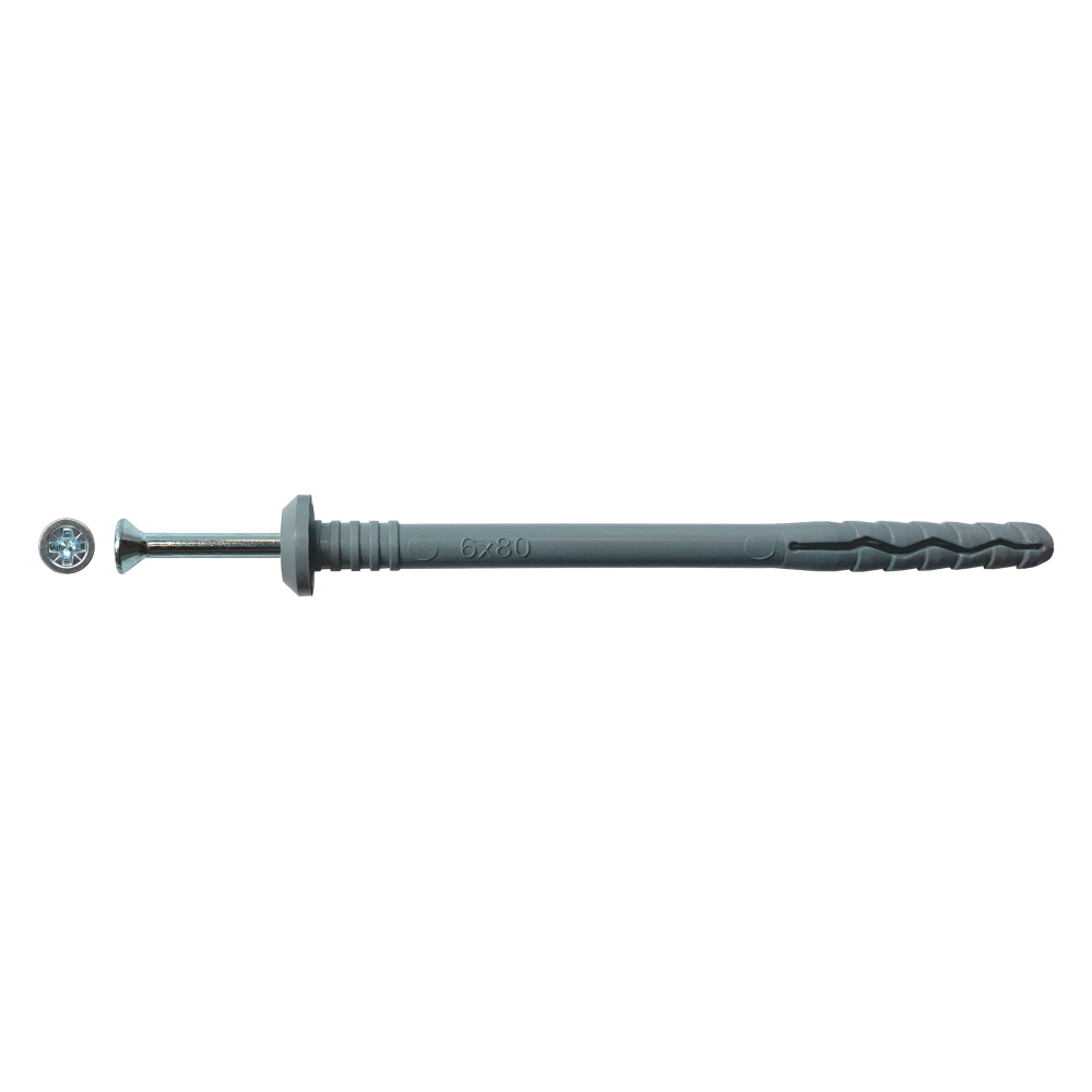 Nail-in anchor 6x80 mm round flange polypropylene (85 pcs.)