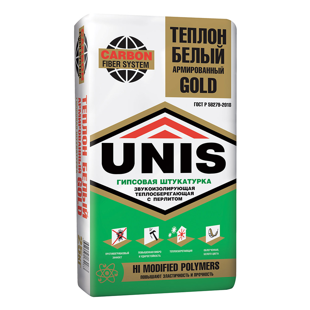Gypsum plaster Unis Teflon Gold white 25 kg