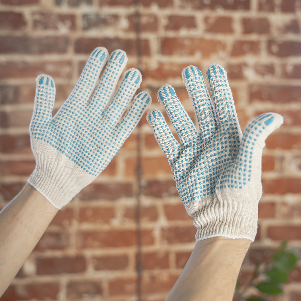 Cotton gloves 4 threads with PVC coating white 9 (L)