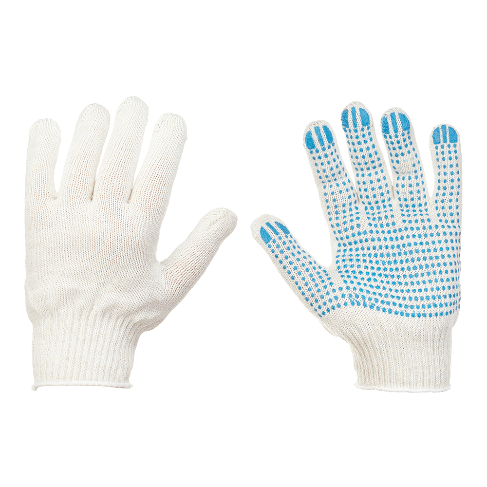 Cotton gloves 4 threads with PVC coating white 9 (L)