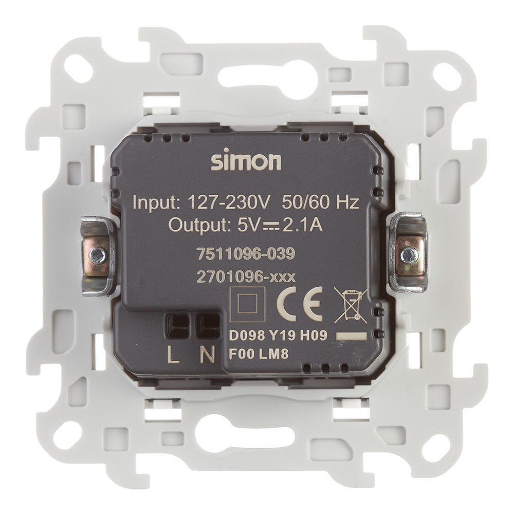 USB插座 Simon 24 Harmonie 嵌入式 白色 2xUSB-A (2411096-030)