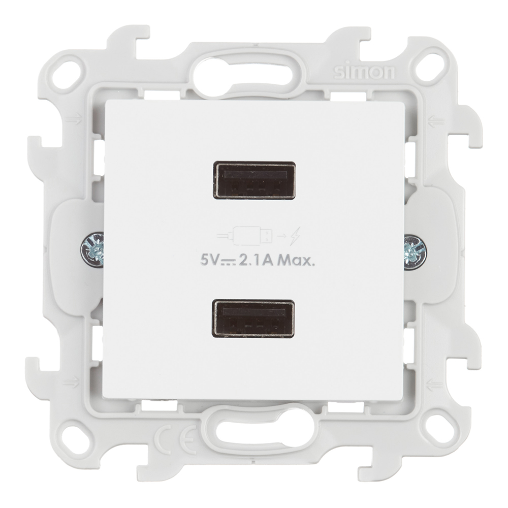 USB插座 Simon 24 Harmonie 嵌入式 白色 2xUSB-A (2411096-030)