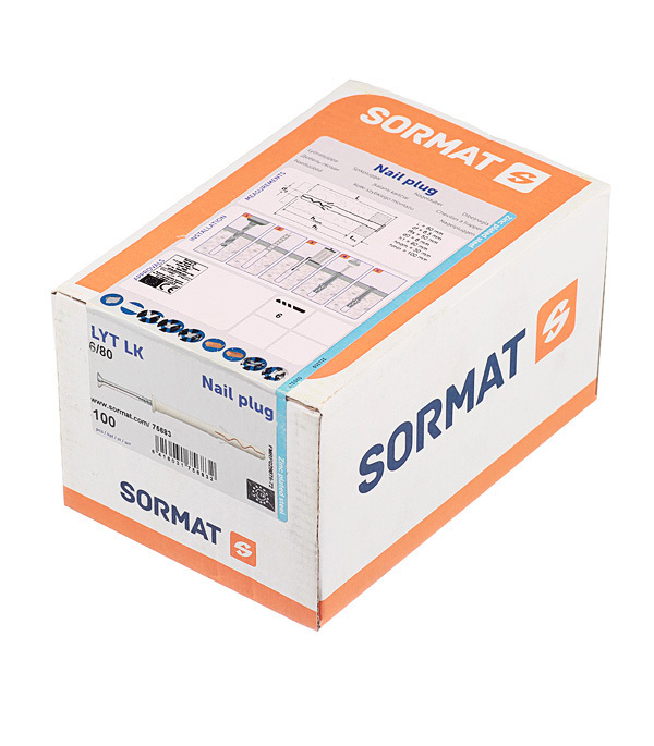 Sormat 销钉带圆柱形套筒 6x80毫米 尼龙 (100件)