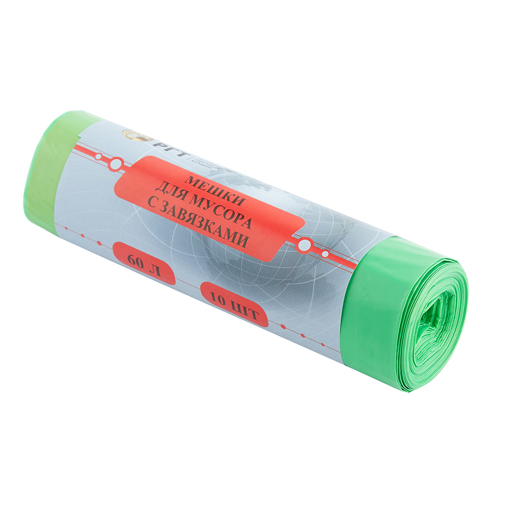Garbage bag 60 L 600x640 mm polyethylene with drawstring (10 pcs.)