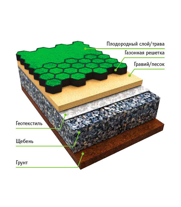 Plastic lawn grid Gidrolica Eco Normal black C250 530x430x33 mm