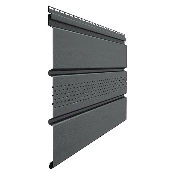 PVC soffit with central perforation Docke Standard graphite gray RAL 7024 3000x305 mm