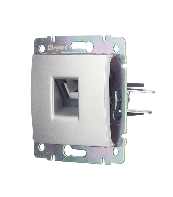 Розетка телефонная Legrand Valena встраиваемая алюминий RJ11 (694347)
