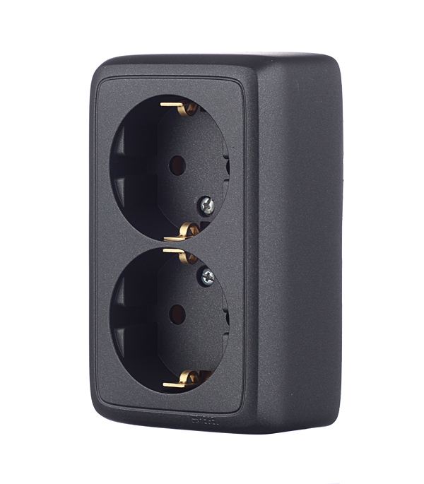 Розетка Hegel Alfa накладная черная с изолирующей пластиной (РА16-153-08)