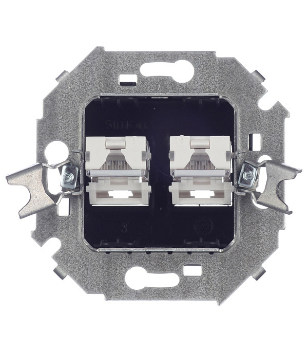 Розетка компьютерная Simon 15 встраиваемая графит 2хRJ45 (1591593-038)