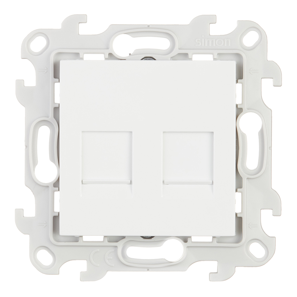 Розетка компьютерная Simon 24 Harmonie встраиваемая белая 2хRJ45 (2450593-030)