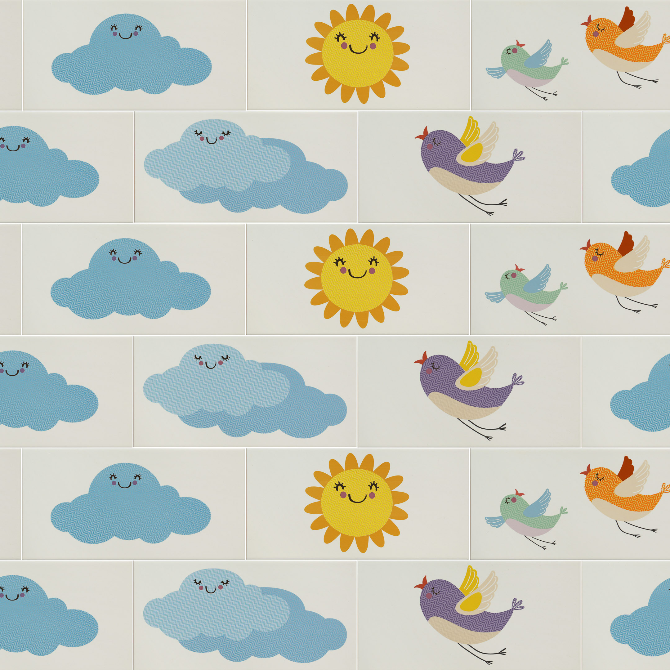 Плитка декор Нефрит Kids Sky белая 400x1000x8 мм (5 шт. в комплекте)