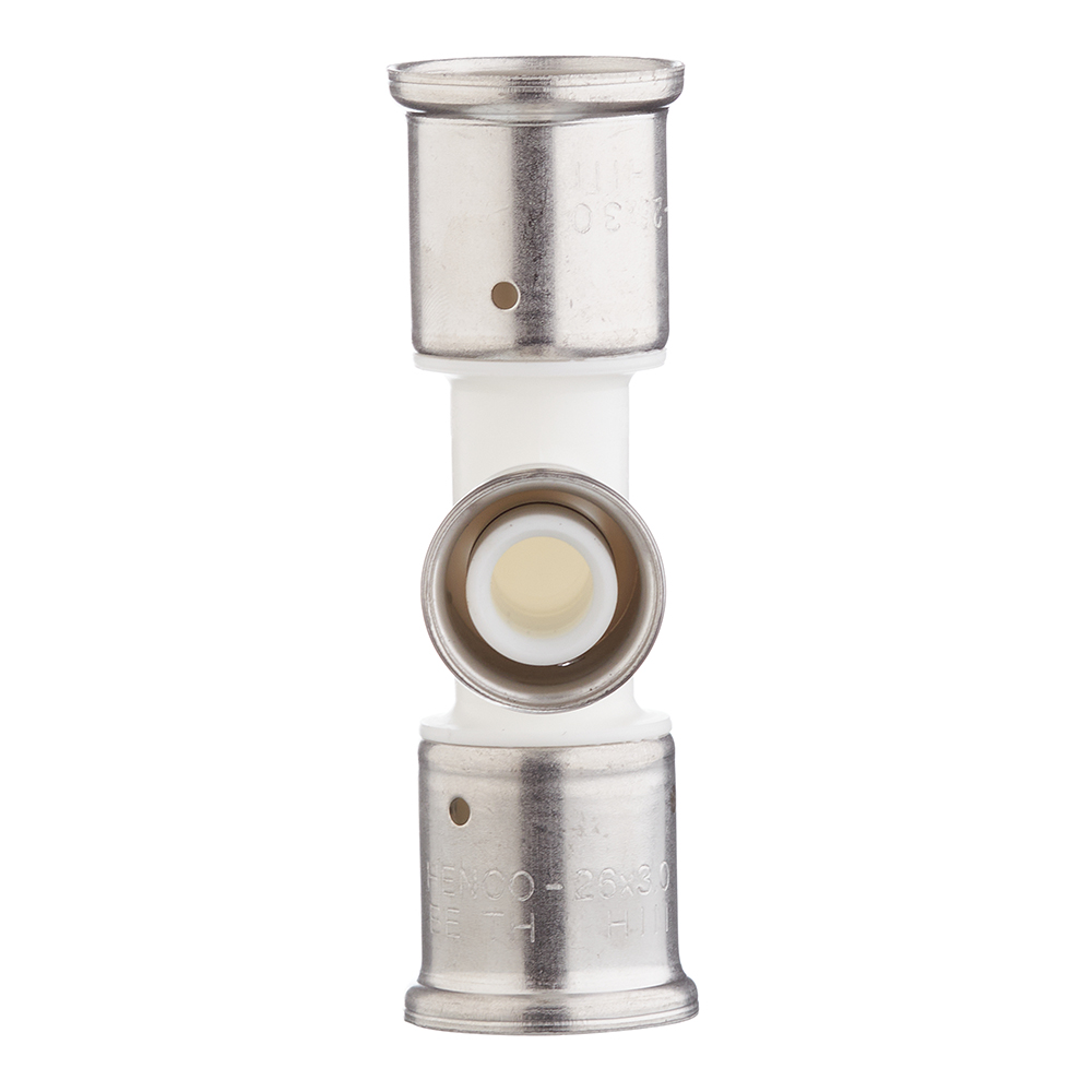 Тройник Henco (10PKW-262026) 26(пресс) х 20(пресс) х 26(пресс) PVDF белый