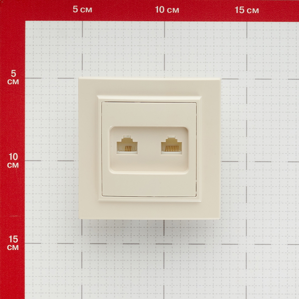 Розетка компьютерная/ телефонная EKF Минск встраиваемая бежевая RJ11/ RJ45 (ERK00-135-20)