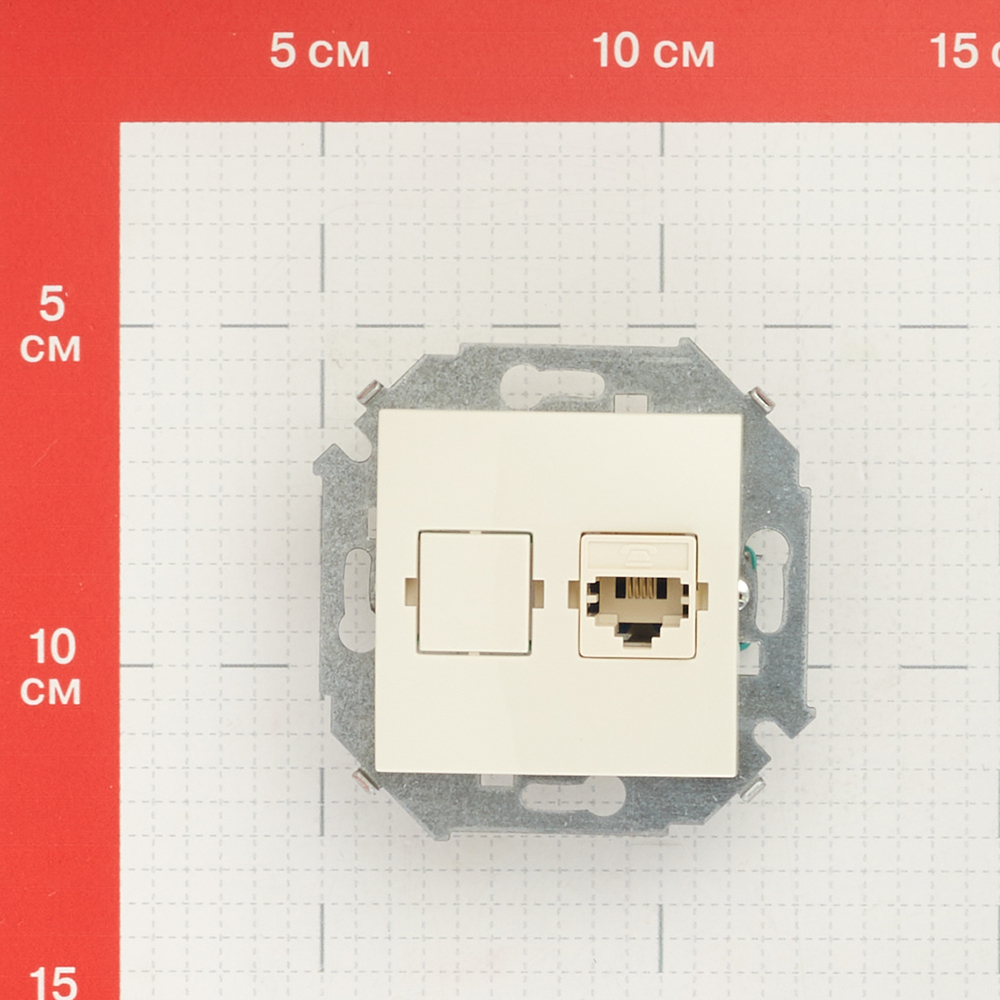 Розетка телефонная Simon 15 встраиваемая слоновая кость RJ11 (1591480-031)