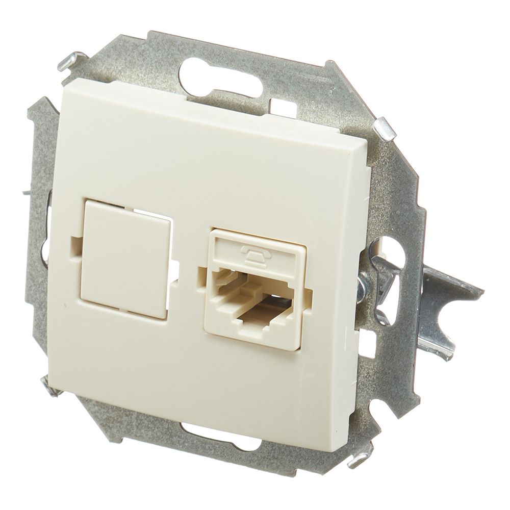 Розетка телефонная Simon 15 встраиваемая слоновая кость RJ11 (1591480-031)