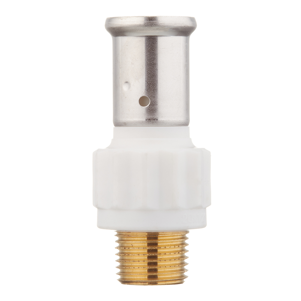 Муфта Henco (17PKW-2004) 20(пресс) х 1/2 НР(ш) PVDF белая