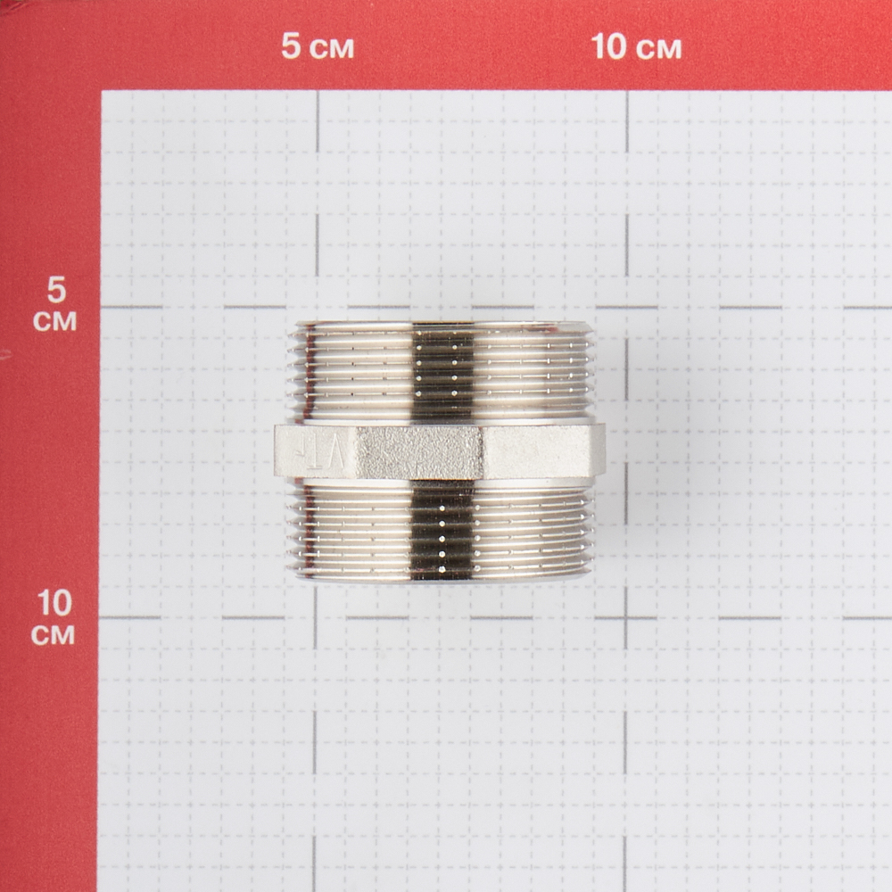 Ниппель Valtec 1 1/2 НР(ш) х 1 1/2 НР(ш) латунный (VTr.582.N.0008)
