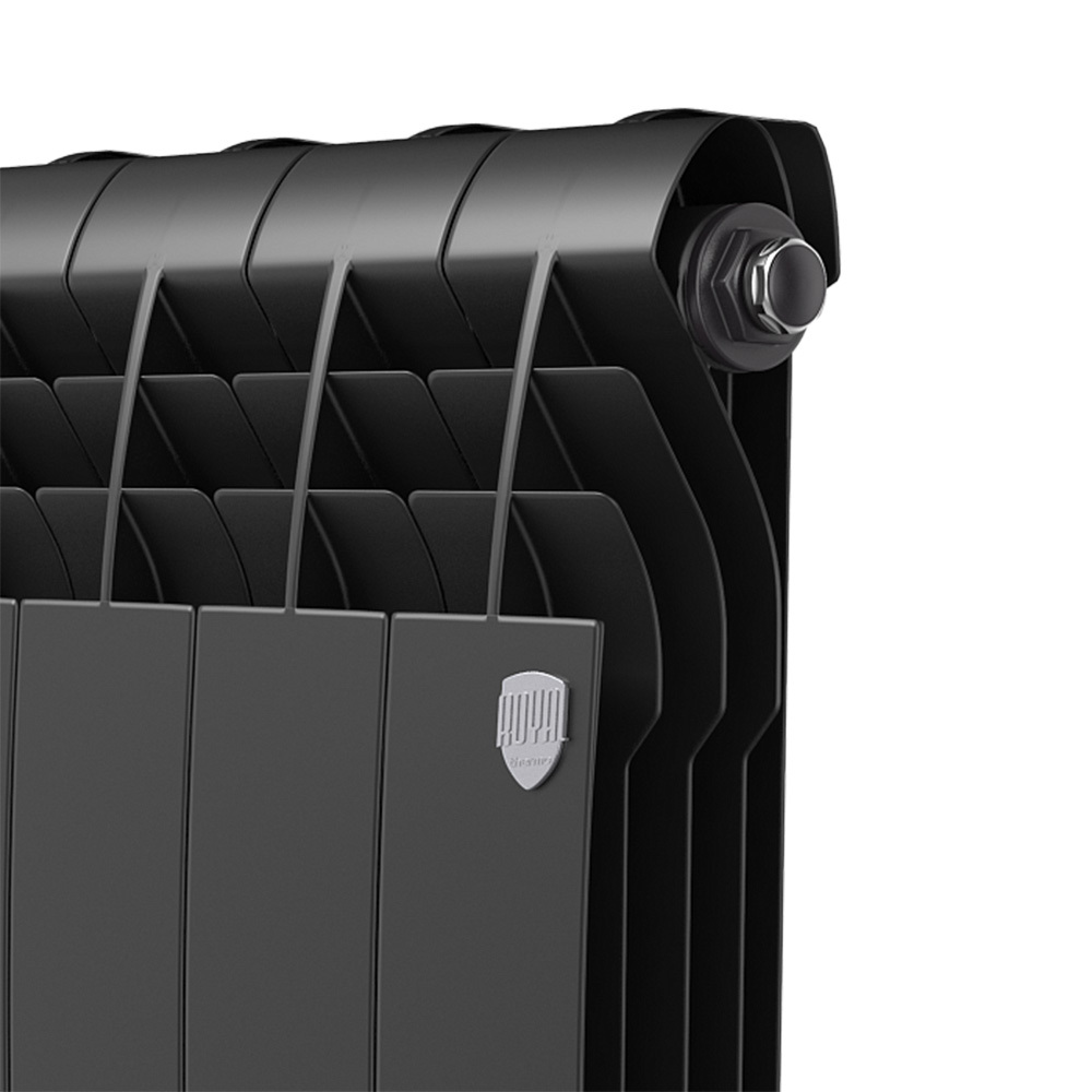 Радиатор биметаллический Royal Thermo BiLiner Noir Sable 500 мм 4 секции 1" боковое подключение черный