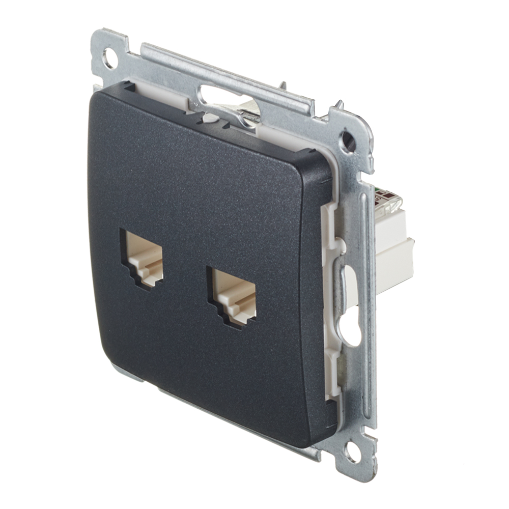 Розетка компьютерная Hegel Master встраиваемая черная 2хRJ45 (РСКК-440-08)