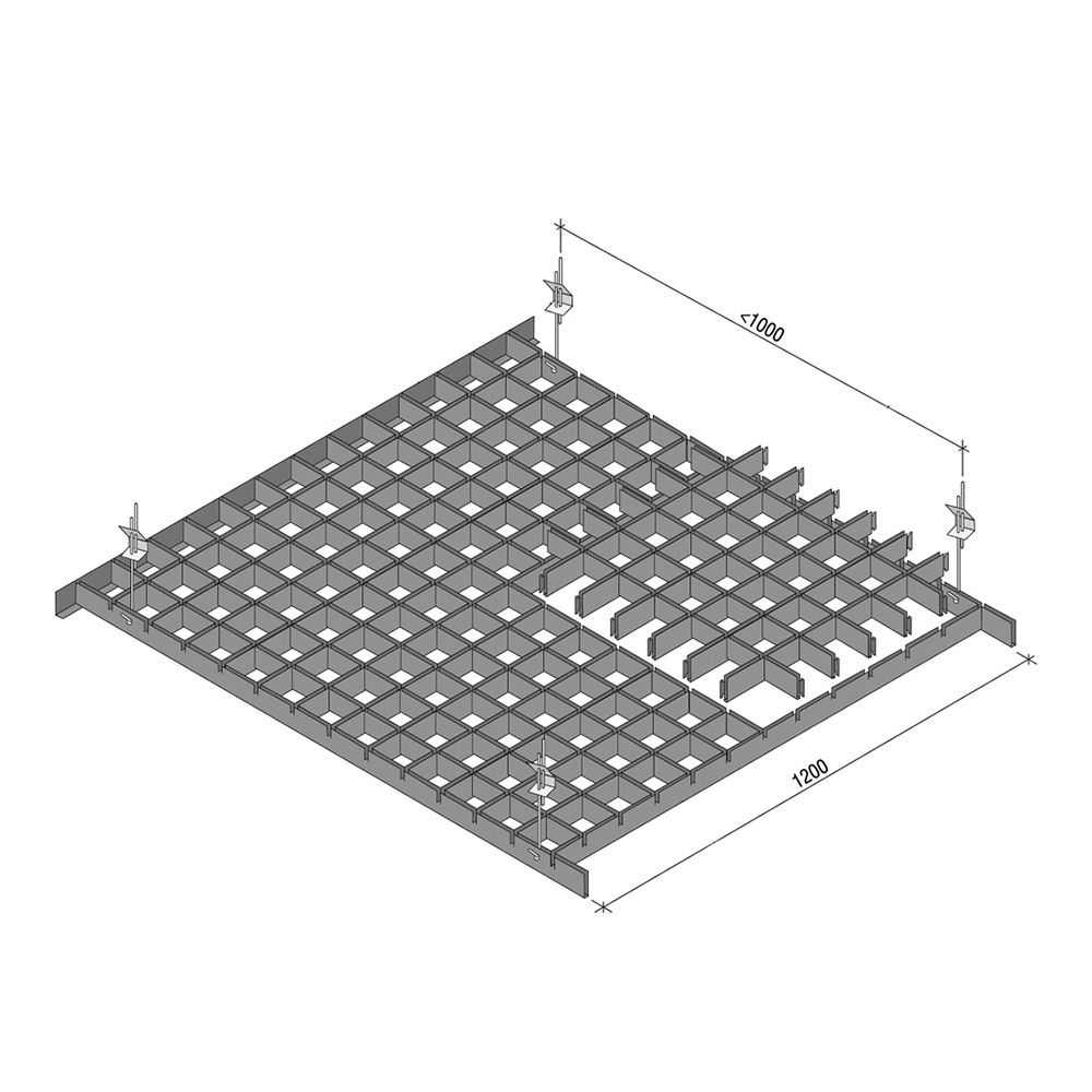 Элемент для потолка грильято 100х100х40х10 мм «мама» 0,6 м белый матовый