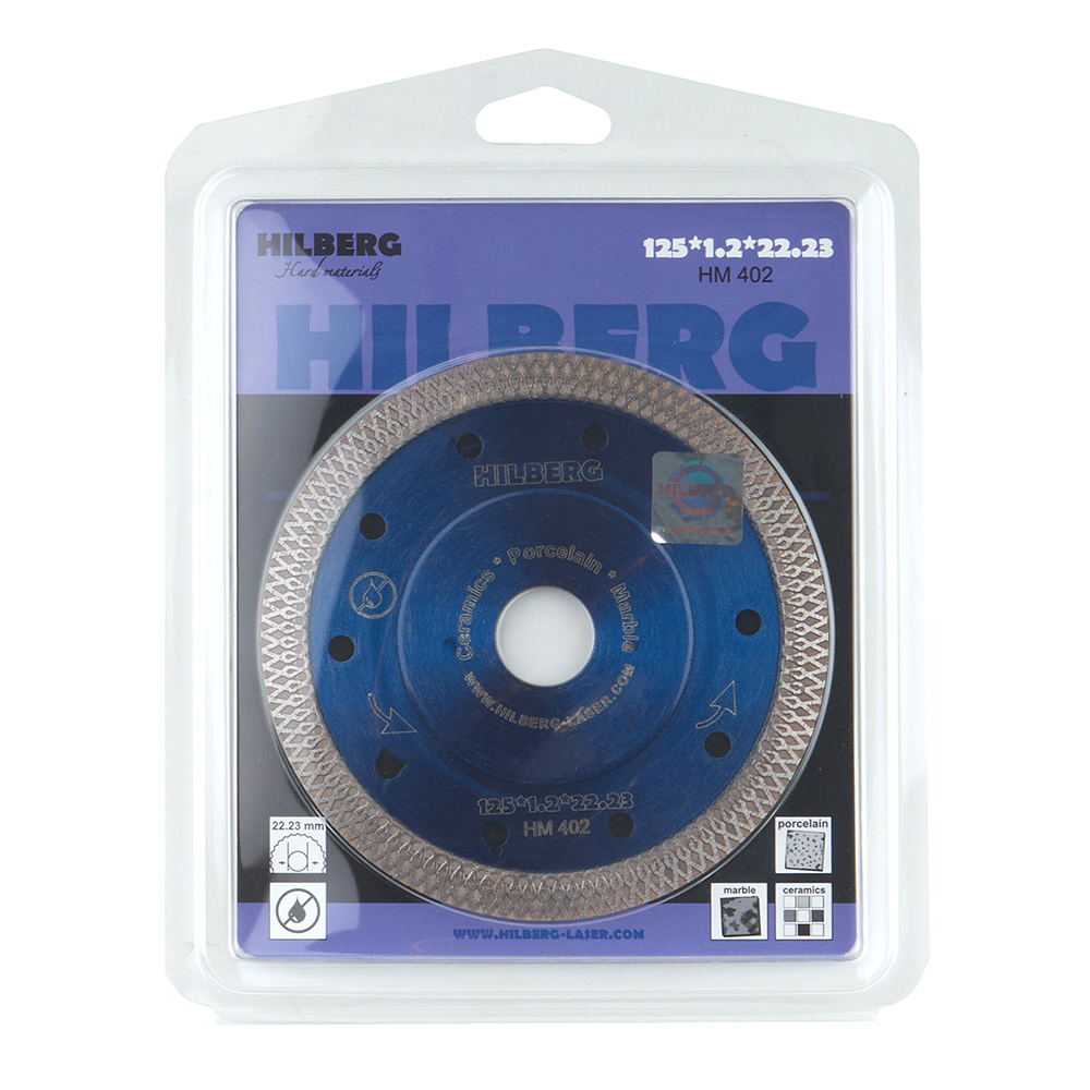 Диск алмазный по керамограниту Hilberg Hard Materials X-type 125x22,2x1,2 мм турбо ультратонкий сухой рез (HM402)