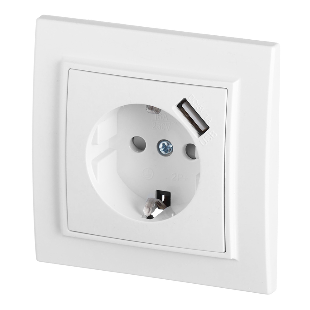 Розетка EKF Минск встраиваемая белая с USB-А (ERR16-028-100-USB)