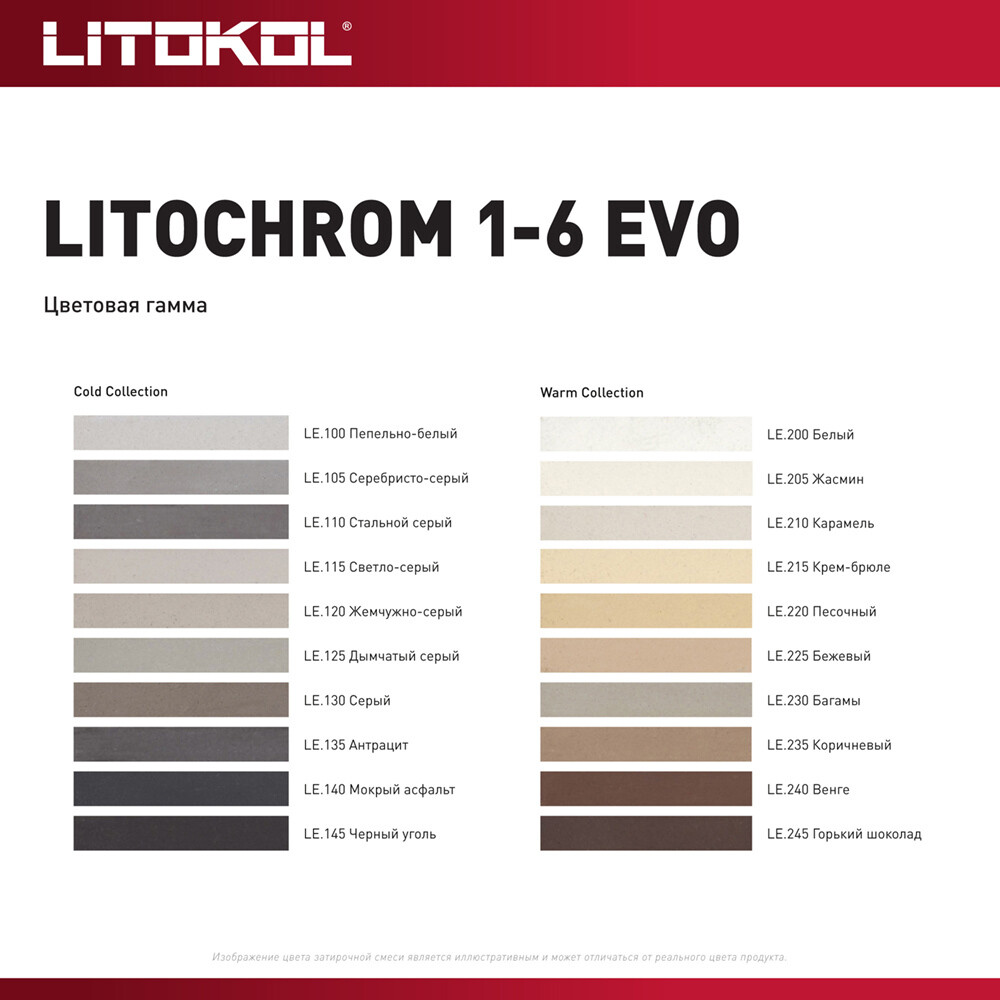 Затирка цементная Litokol Litochrom 1-6 EVO LE.115 светло-серый 2 кг