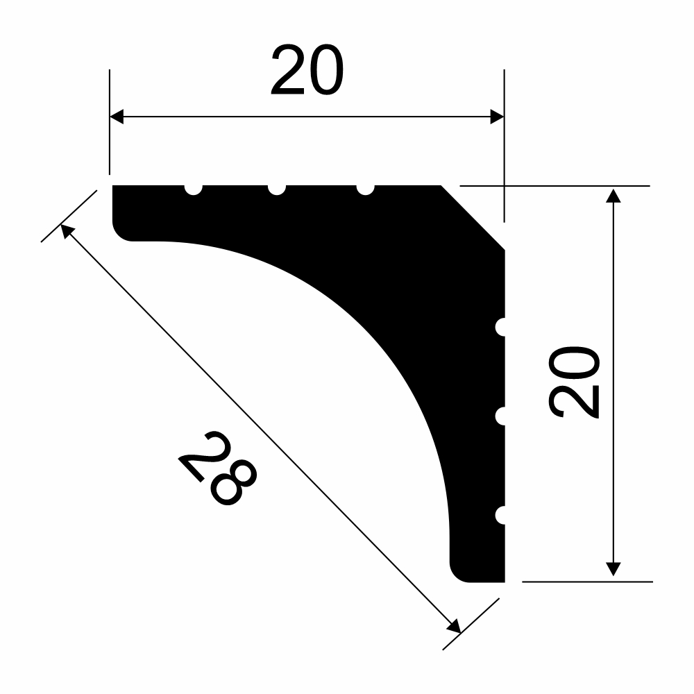 Плинтус потолочный из экополимера ударопрочный 20х20х2000 мм Cosca KX021