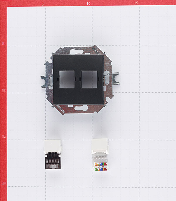 Розетка компьютерная/ телефонная Simon 15 встраиваемая графит RJ11/ RJ45 (1591590-038)