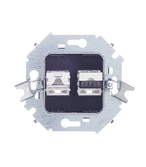Розетка компьютерная/ телефонная Simon 15 встраиваемая графит RJ11/ RJ45 (1591590-038)