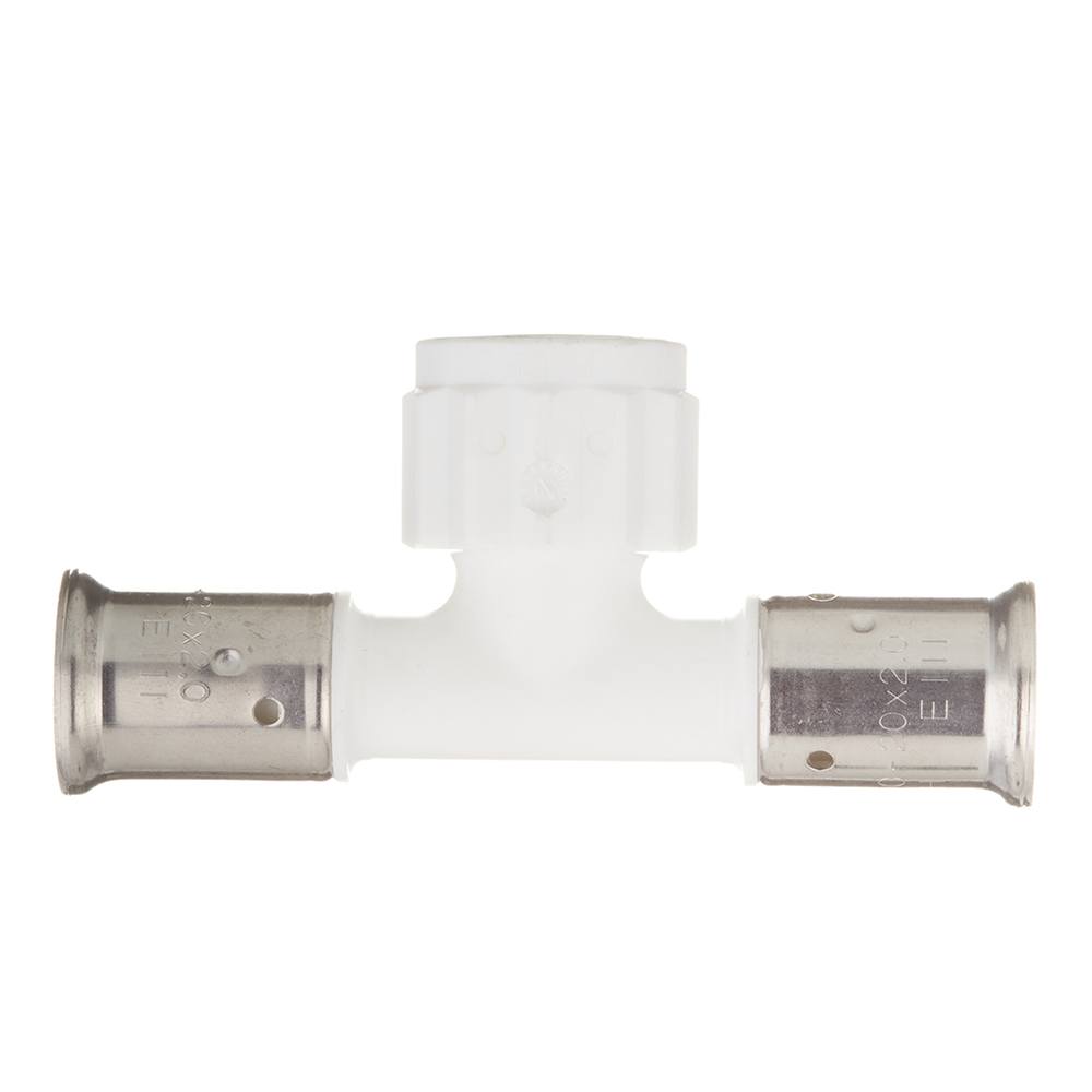 Тройник Henco (13PKW-200420) 20(пресс) х 1/2 ВР(г) х 20(пресс) PVDF белый