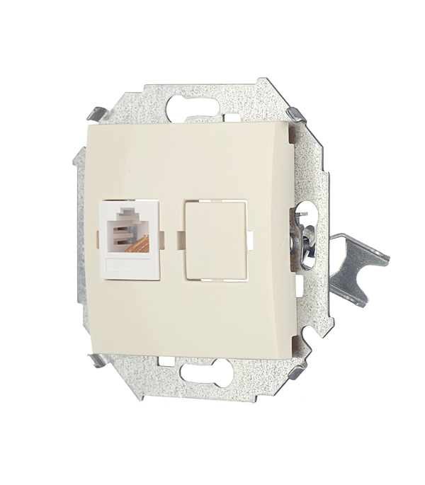 Розетка компьютерная Simon 15 встраиваемая слоновая кость RJ45 (1591598-031)