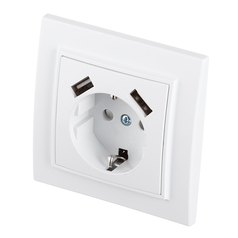 Розетка EKF Минск встраиваемая белая с 2хUSB-А (ERR16-028-100-2USB)