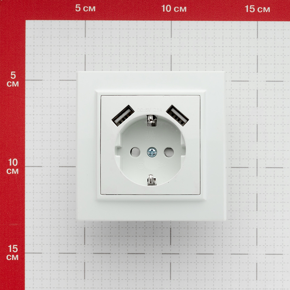 Розетка EKF Минск встраиваемая белая с 2хUSB-А (ERR16-028-100-2USB)