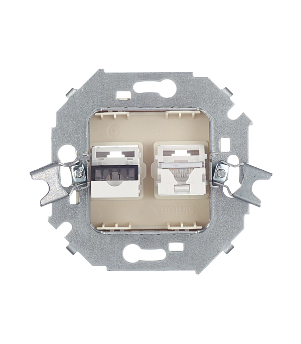 Розетка компьютерная/ телефонная Simon 15 встраиваемая слоновая кость RJ11/ RJ45 (1591590-031)